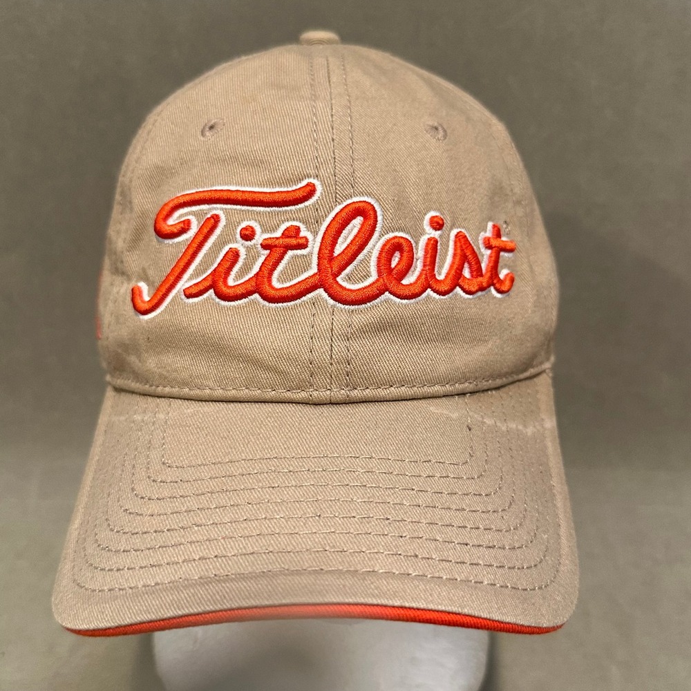 Titleist Pro V1 FJ Golf Hat Tan‎ Orange Adjustable Strapback Cap Mens